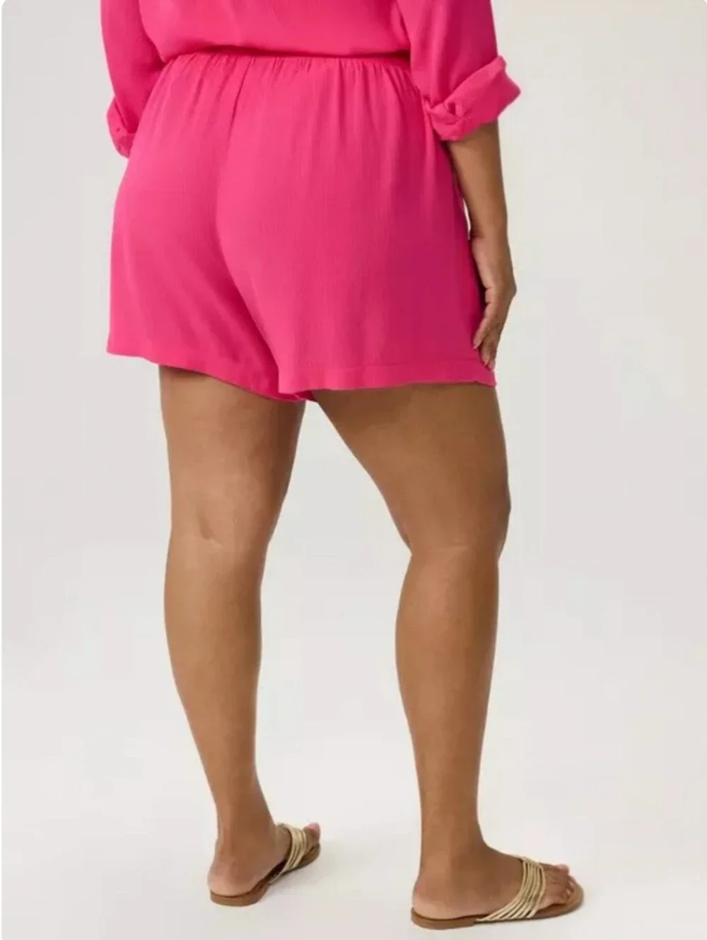 Torrid NWOT High-Rise Pink Pull On Gauze Drawstring Shorts 0X